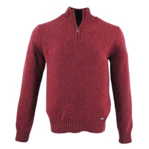 pull homme tweed BEST GUEST col camionneur rouge bordeaux 80% laine Bill_bg